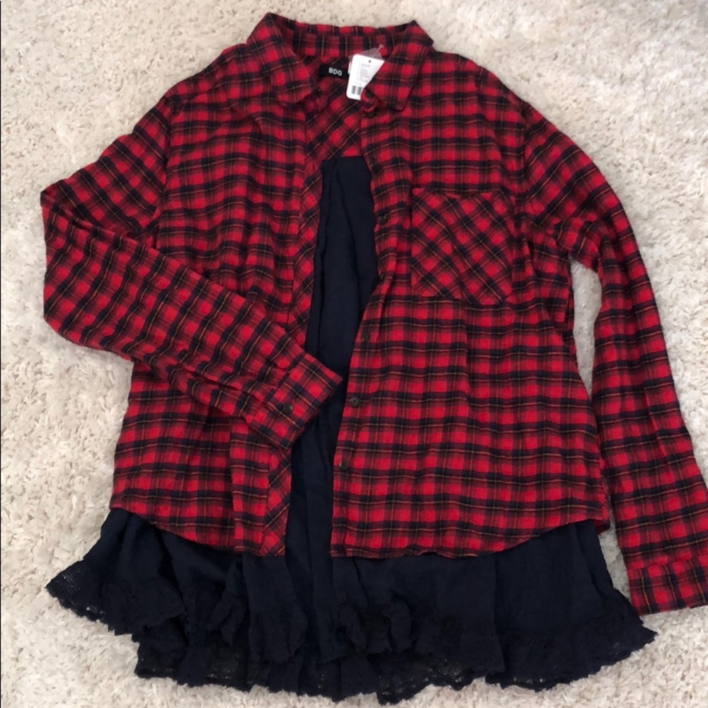 Women’s flannel with lace under layer
